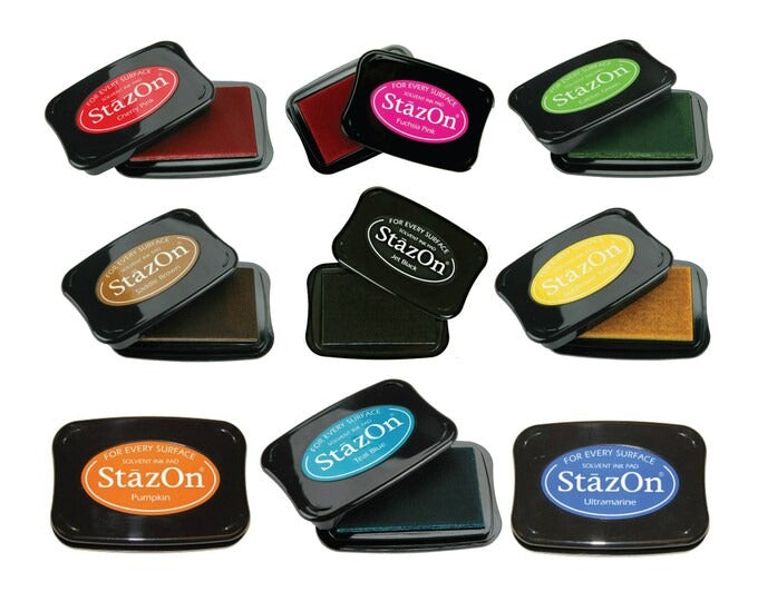 Stazon แท่นประทับหมึกกันน้ำ ตลับใหญ่ สามารถปั๊มได้ทุกพื้นผิว มี 10 สีให้ เลือก l(พรีออเดอร์)10ชิ้นขึ่นไป
